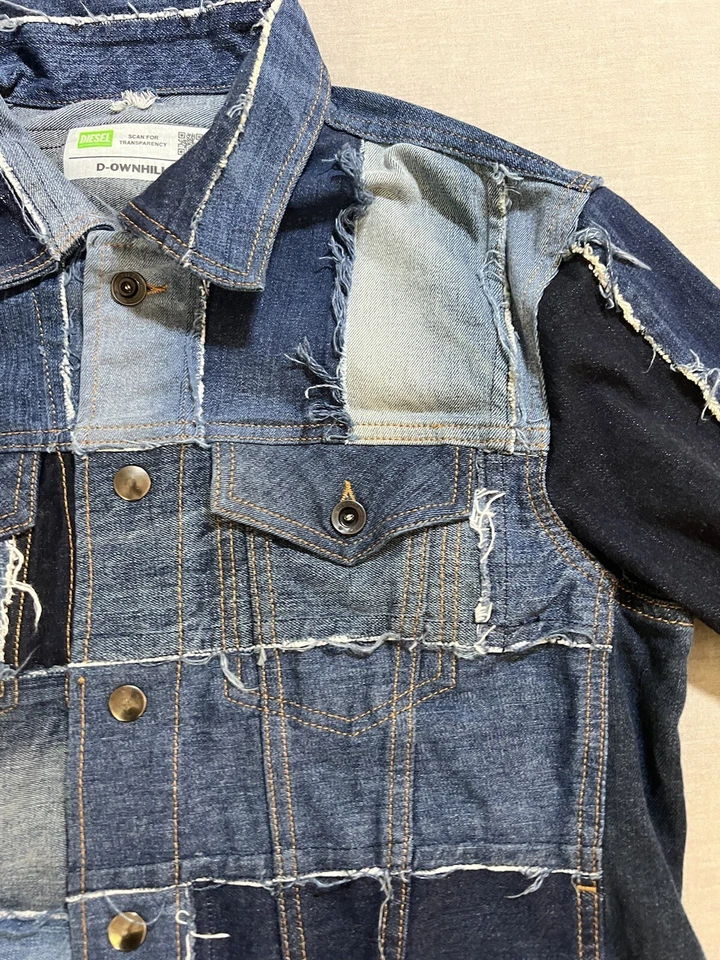 Chaqueta vaquera Diesel X Upcycle D-ownhill55 para mujer grande azul parcheada a presión Foto 4 de 4