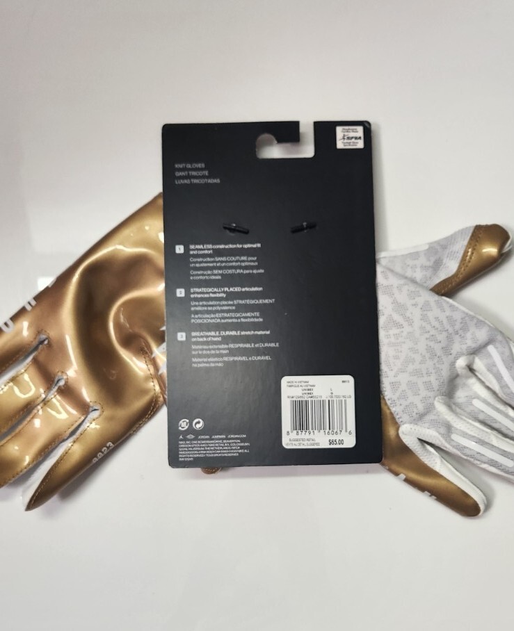 NIKE JORDAN VAPOR KNIT 4.0 METALLIC Football Receiver Gloves Large