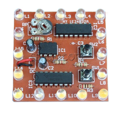 NE555+74HC595 16Bit 16 Channel Light Water Flowing Lights LED Module Kit DIY