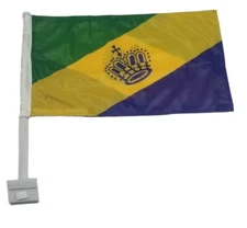 Mardi Gras Crown 12"x18" Car Flag ROUGH TEX® Knit Double Sided
