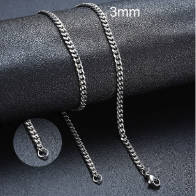 Stainless Steel Silver Tone Cuban Curb Chain 18 Inch-45cm Mens 