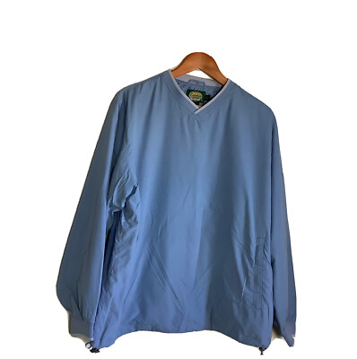 Women's Cabelas Size XL SOFT Windbreaker Blue V-neck Pullover Solid Zip Pockets