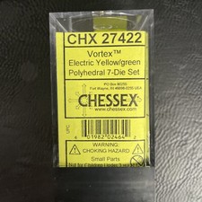 Chessex Electric Yellow with Green Vortex CHX 27422 Set of 7