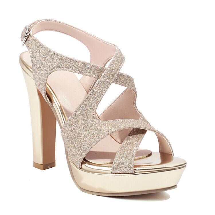 Women's High Heel Buckle Sandals Office Lady Platform Slingbacks Shoes