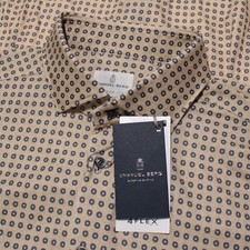 Emanuel Berg NWT Byron Casual Button Down Shirt Size 42 16.5 L Beige w/ Circles