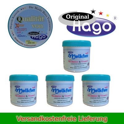 Hago Melkfett Soft 4 x 200ml mit Shea-Butter Vitamin E Avocado Haut-Wetterschutz