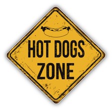 Hot Dogs Zone Warning Vinyl Sticker Decal