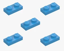 5 New LEGO Dark Azure Blue 1x2 Plates 3023 flat panel city building plate