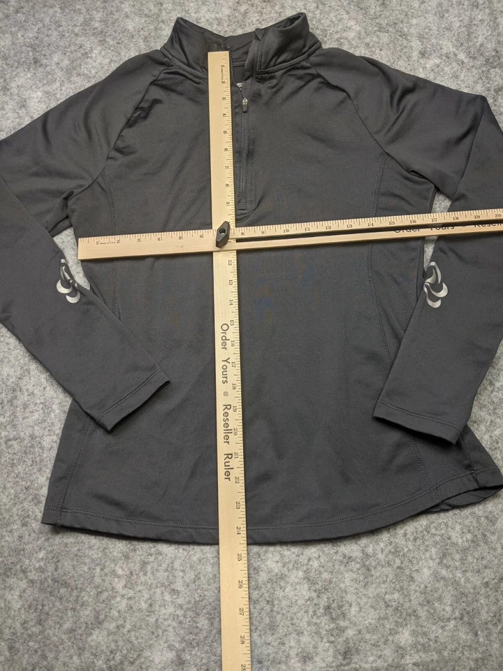 Layer 8 size Large Gray Qtr zip Long Sleeve Thumb Holes Women's Athletic Top - Image 2 of 4