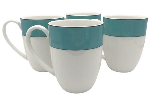 LENOX Kate Spade 858658 Rutherford Circle Turquoise Mug Set of 4 16oz - Picture 2 of 5
