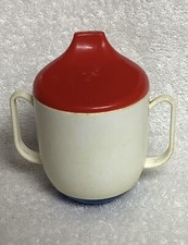 Vtg Westland Plastics Tommee Tippee Weighted Sippy Cup-Red, White Blue