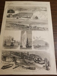 [#138] U.S./Military-Original 1876 Woodblock Page all about Torpedoes(USN)