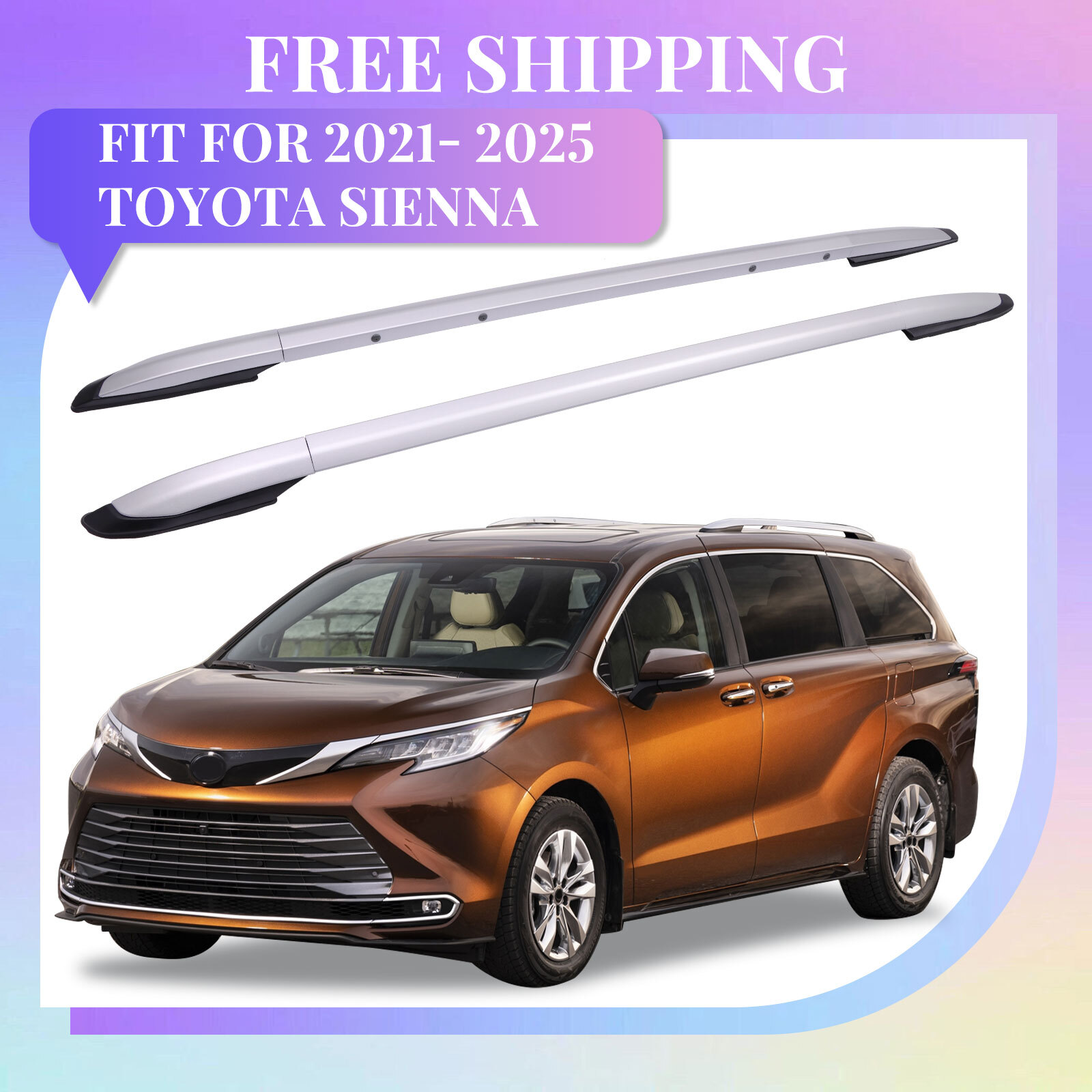 Toyota Vans Rails 2PCS Silver Roof Side Rails for Toyota Sienna 2021-2025 Accessories