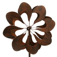 Xxl Windspiel 3D Windrad 2 Blumen Gartendeko Doppelwindrad HöHe 183Cm WindmüHle