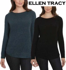 NEW WOMENS ELLEN TRACY CHENILLE SWEATER! SO SOFT LOVELY NECKLINE VARIETY SZ/CLRS