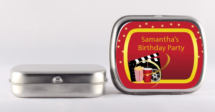 Personalized Movie Night Mint Tin Stickers & Favors