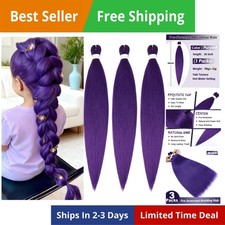 Purple Braiding Hair 26 Inch Pre Stretched Synthetic Extensions for Braids Rumi