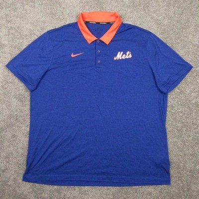 New York Mets Polo Shirt Mens 2XL Blue Nike Drifit Performance Golf  Baseball EUC