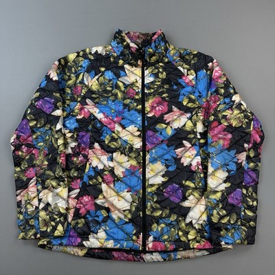 The North Face ThermoBall Jacket Women's Medium Black Floral Full Zip Packable