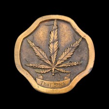 Thai Stick Cannabis Prohibition Hippie 1970s La Venta Vintage Belt Buckle