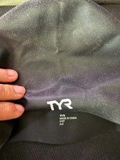 TYR Silicone Swim Cap Black Adult Fit Wrinkle Free Training Swimming Cap H107