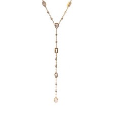 Geometric Y Shape Fringe Necklace 18K Gold Pl...