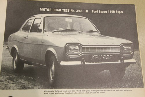 Original 1968 Motor mag extracted road test: FORD ESCORT 1100 SUPER, Mk1