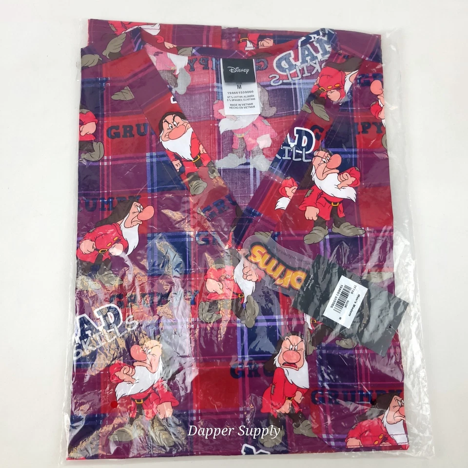Grumpy Cherokee Scrubs Disney Tooniforms Mens V Neck Top Medium New - Image 3 of 4