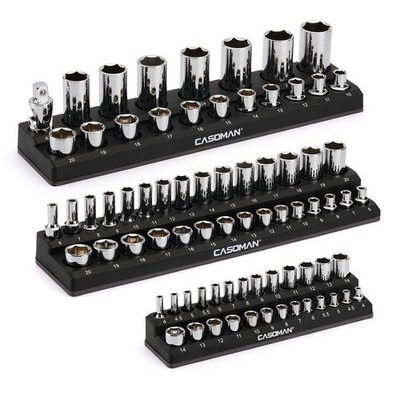 3PCS Magnetic Socket Organizer, Socket Holder Kit, 1/2-inch, 3/8-inch, 1/4-in...