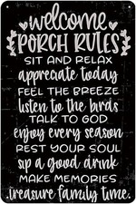Welcome Sign for Front Porch Patio Porch Signs Outdoor,Tin Metal Signs HomeD cor