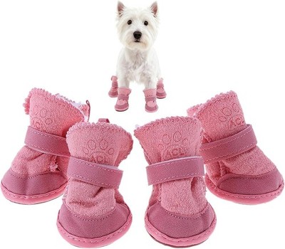 4PCS Dog Anti-slip Shoes Boots Paw Protector Reflective Strip