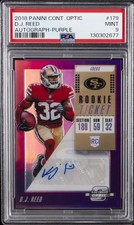 2018 CONTENDERS OPTIC AUTO-PURPLE #179 D.J. REED 99/99 PSA 9