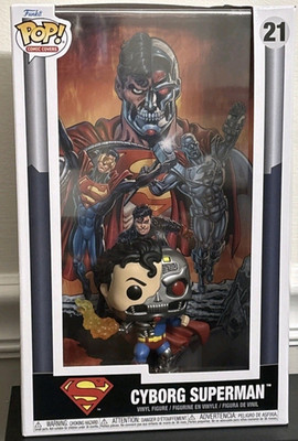 Funko Pop! Comic Covers DC Cyborg Superman Vinylfigur #21 mit Cover-Hintergrund