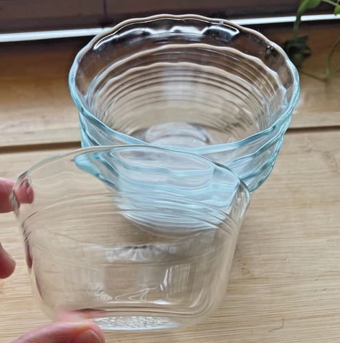 Vintage Pyrex Corning 463 Custard Clear Glass Cup Scalloped Edge 175ml Set Of 5