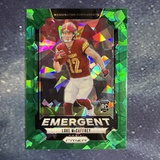 2024 Panini Prizm - Emergent Luke McCaffrey #14 Green Ice Prizm (RC)