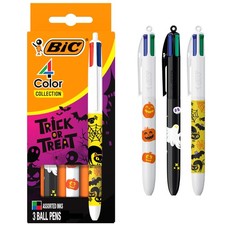 BIC 4-Color Ballpoint, Multicolor Pens, Halloween Designs, 3-Count