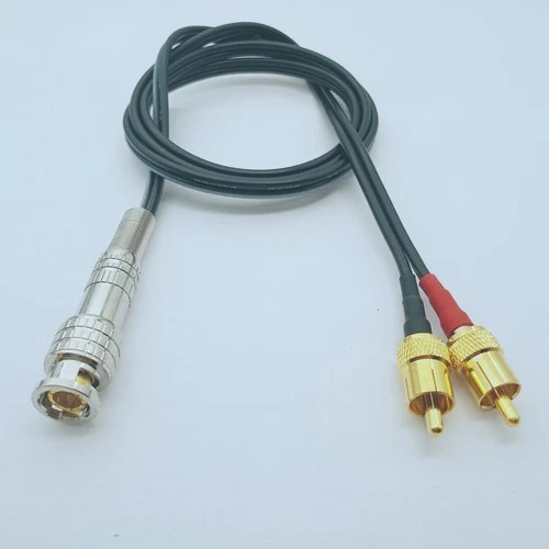 BNC male to dual 2x RCA phono Male DVB Splitter/Combiner Y Adapter COAX cable