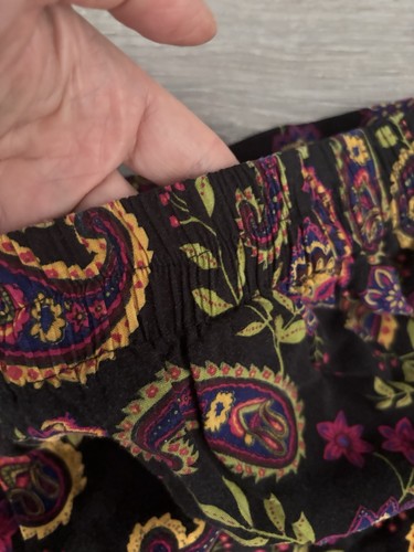 Vtg 90s Sag Harbor Pleated Black Paisley Midi Skirt, Gypsy Peasant Whimsigoth M - Picture 5 of 9