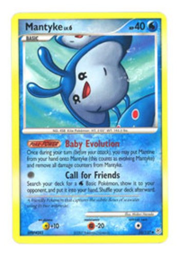 Heavily Played, English Pokemon Regular Mantyke - 55/130 - Uncommon DP - Diamond