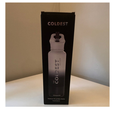 The Coldest Water Hyperspace Insulated Metal Water Bottle 40 oz Black White