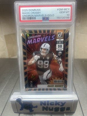 2025 Donruss Maxx Crosby Gridiron Marvels Gold 9/10 Psa 10 Pop 1 Raiders Ssp