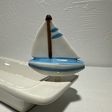Nora Fleming Mini Retired Blue Sailboat A136 "Sail Me Away" Nautical Beach