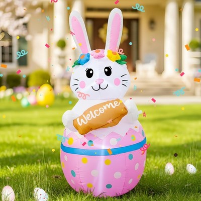 VIKIMORA 4FT Candy Bunny Easter Inflatables Outdoor 4ft 