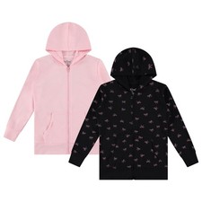 Girls 2-Pack Full Zip Hoodies Cotton Blend Sweatshirts w Hood Pockets ...