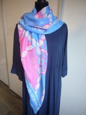 Zwillingsherz Schal "Viereck Moin Anker Steuerrad", blau-pink