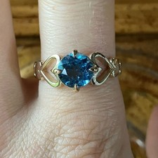 Natural London Blue Topaz Sterling Silver Heart Ring Size 10