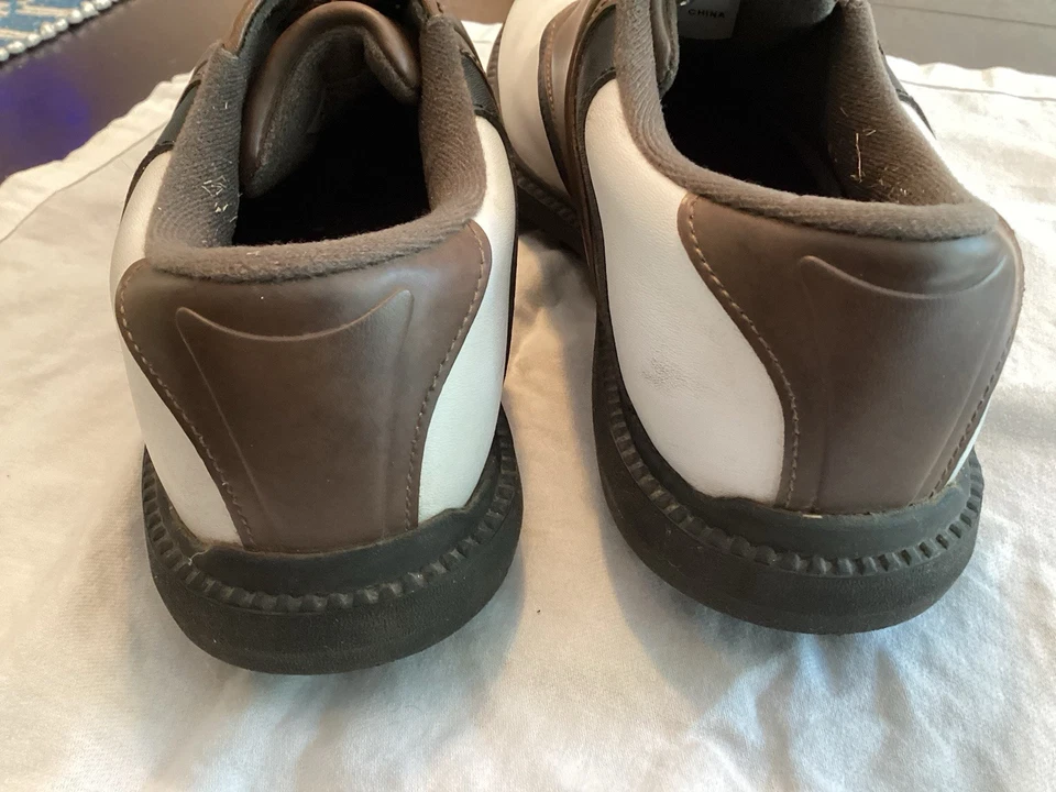 Туфли для гольфа мужские Footjoy 45330 белые коричневые кожаные с круглым носком на шнуровке размер 7 1/2 - Изображение 4 из 4