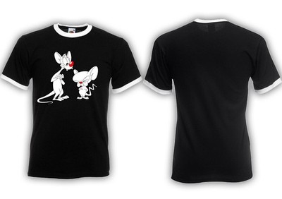 Pinky und der Brain Ringer Shirt Ratten Rats Comic Kult Fun Cartoon oldschool