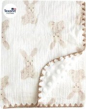 Baby Soft Muslin Thick Blanket Cotton and Dotted Backing Double Layer Receiving