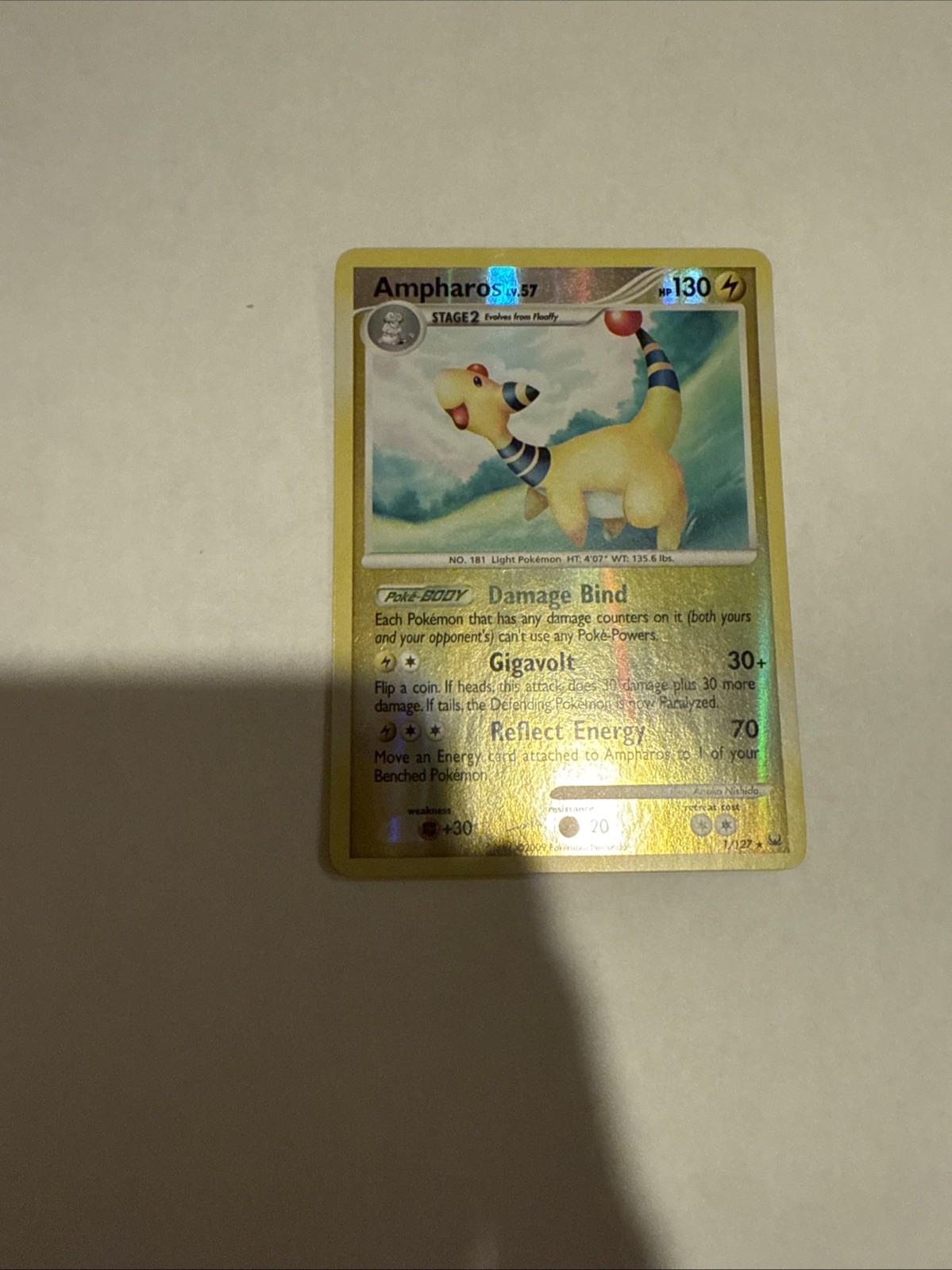 Ampharos 1/127 Platinum Reverse Holo RH Rare Pokemon TCG Card